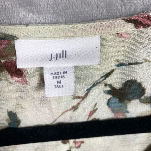 J. Jill Floral Popover Tunic Top Size M Tall Lightweight - Picture 6 of 8